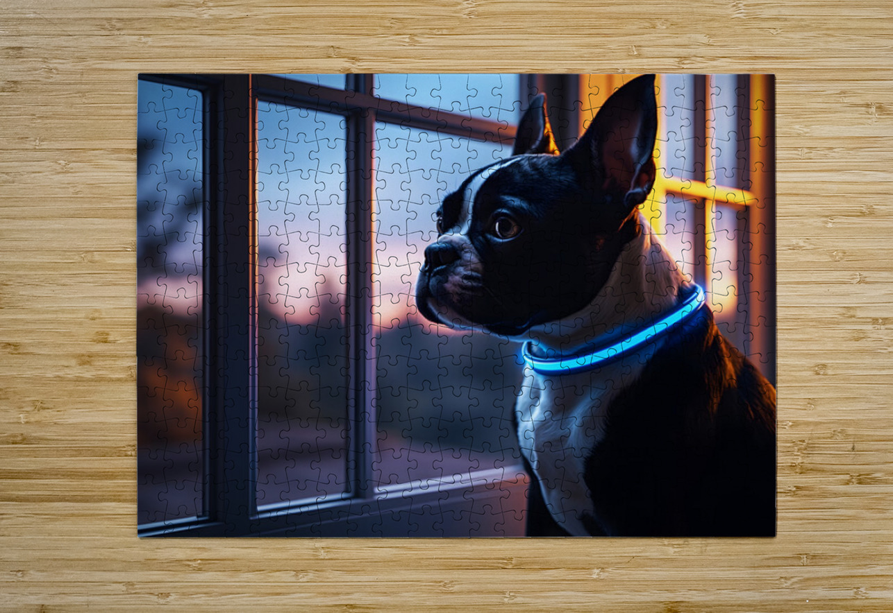 Boston Terrier Puppy Gets Special Collar Puppy Prints Puzzle printing