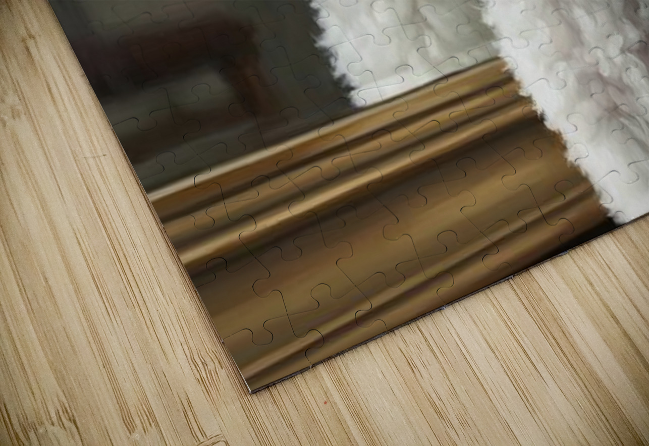 White Bichon Frise Puppy Contemplates Its Reflection Puppy Prints Puzzle