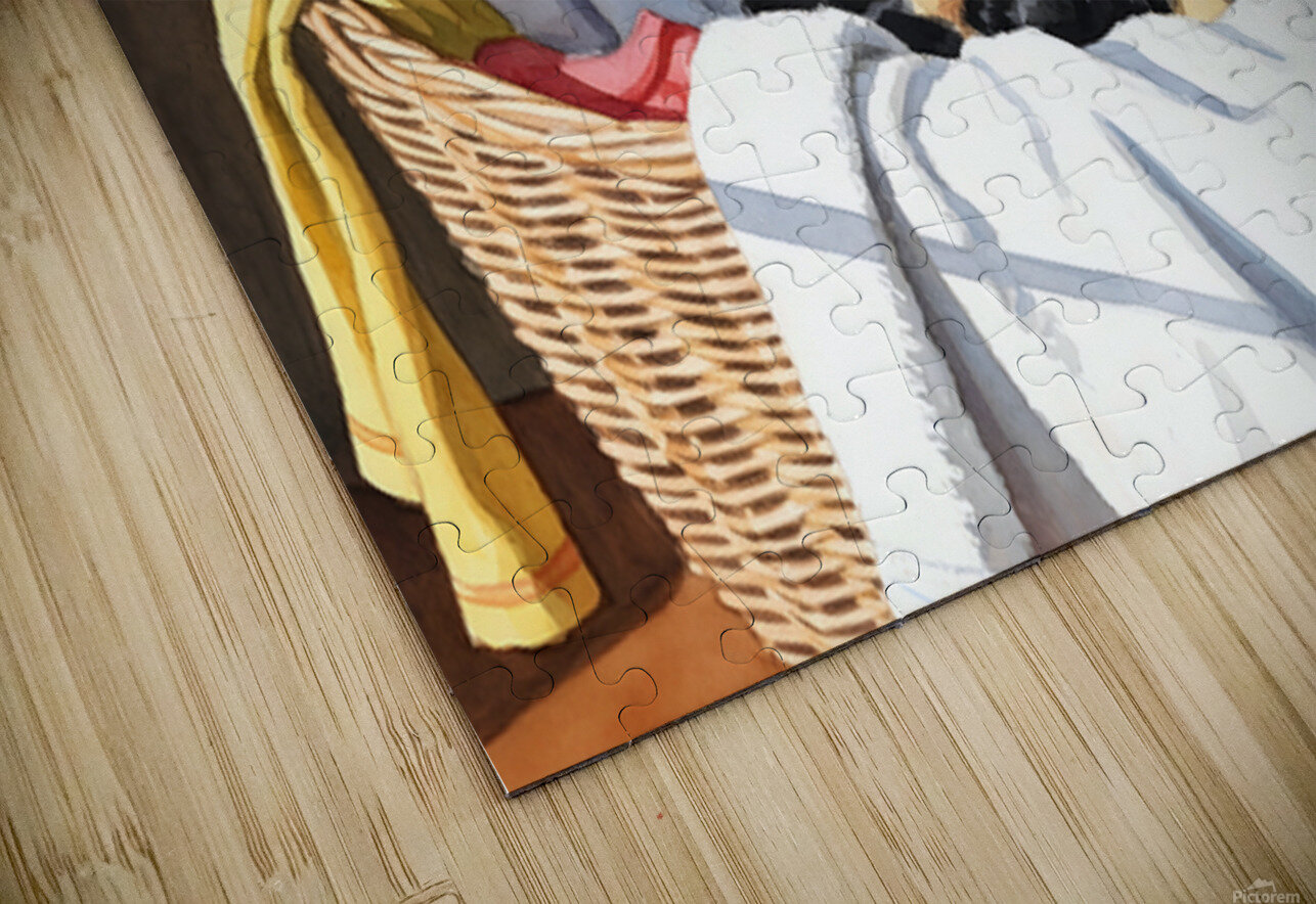 Puppy Cane Corso Discovers Cozy Laundry Basket Puppy Prints Puzzle