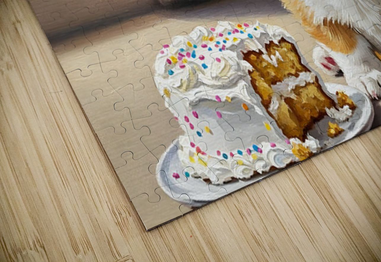 Happy Messy Corgi After Birthday Cake Puppy Prints Puzzle