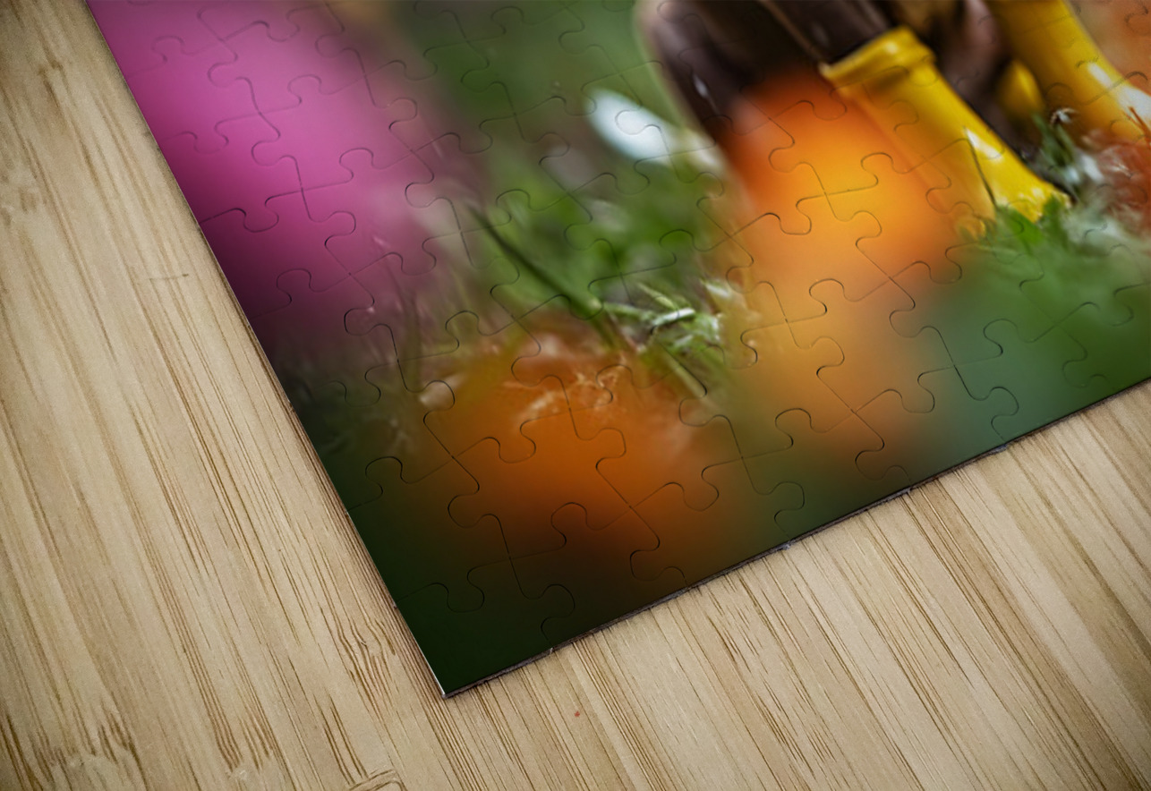 Happy German Shorthaired Pointer Puppy Rests In Rain Puppy Prints Puzzle