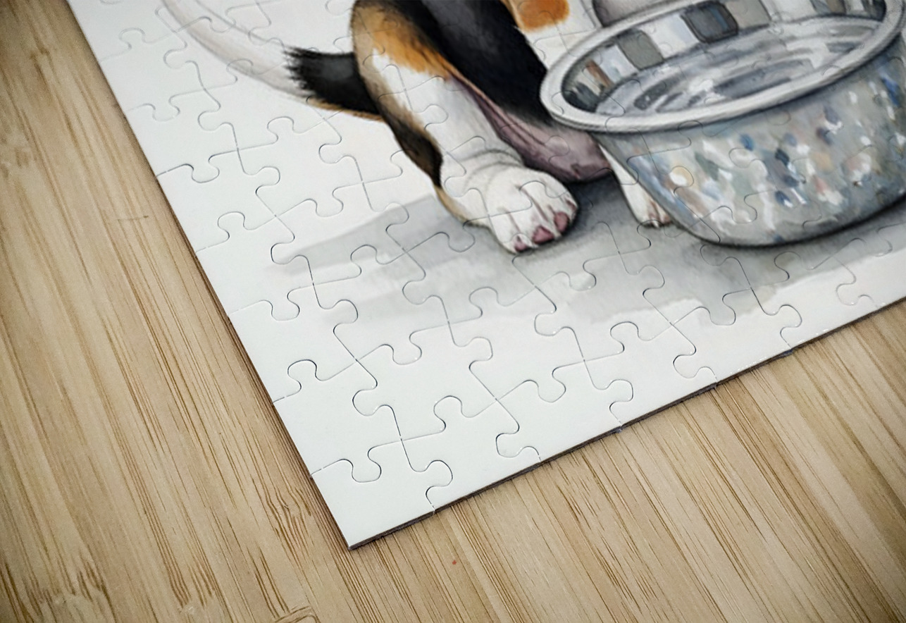 Beagle Puppy Satisfied After Drinking Water Puppy Prints Puzzle