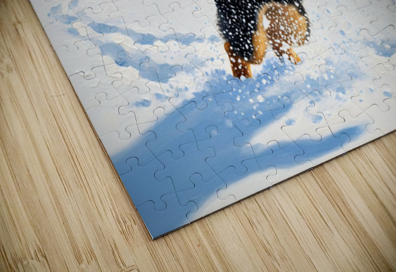 Happy German Shepherd Puppy Rests In Snow Puppy Prints Puzzle