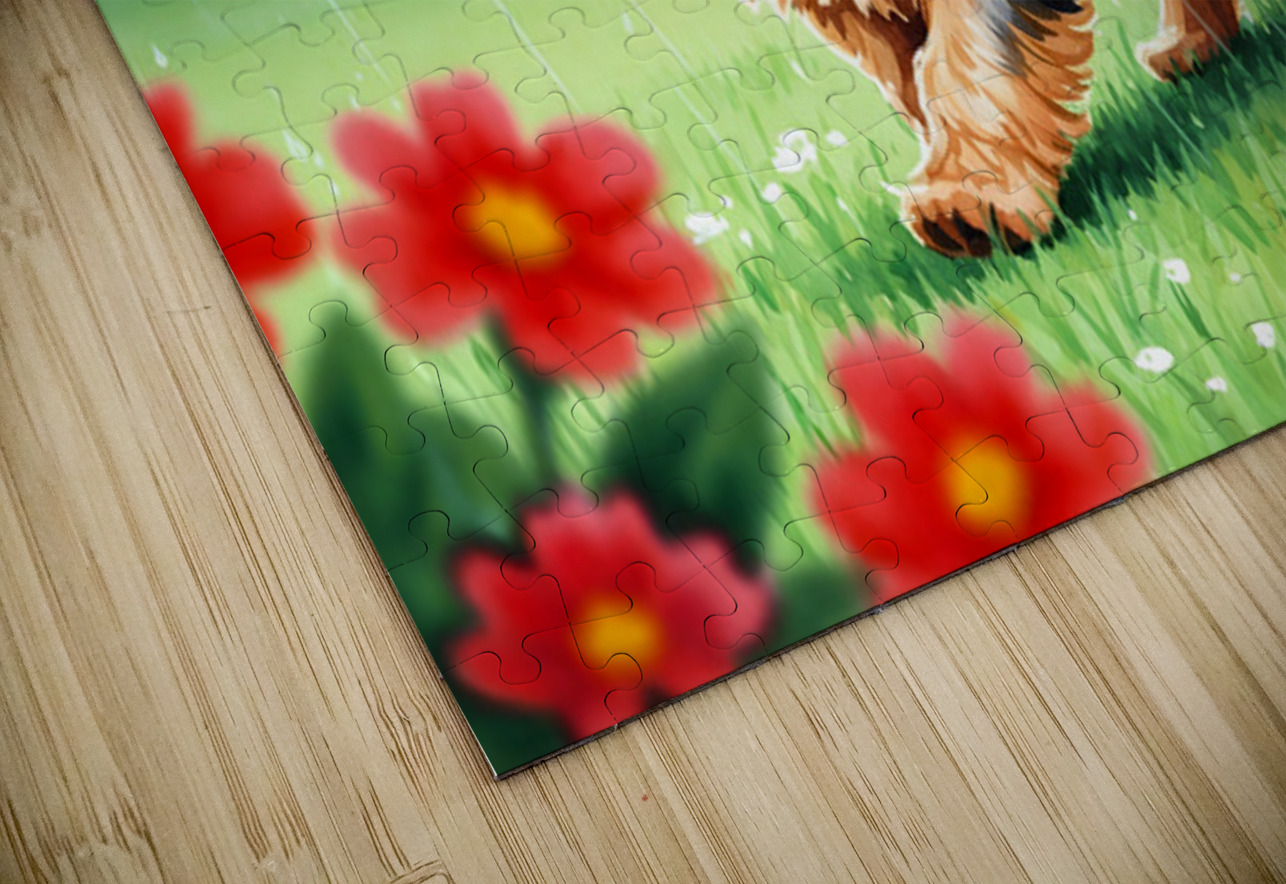 Content Yorkshire Terrier Puppy Rests After Raindrop Adventure Puppy Prints Puzzle