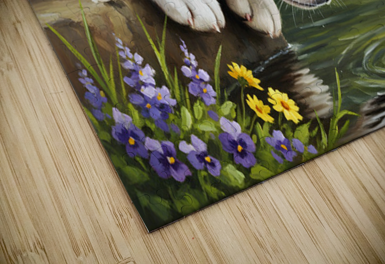 Curious Husky Puppy Discovers Garden Pond Puppy Prints Puzzle