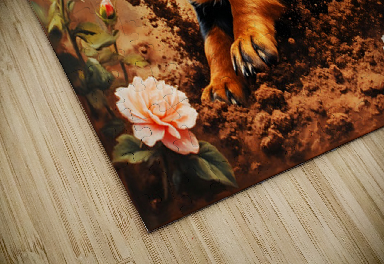 Happy Muddy Puppy Admires Digging Work Puppy Prints Puzzle