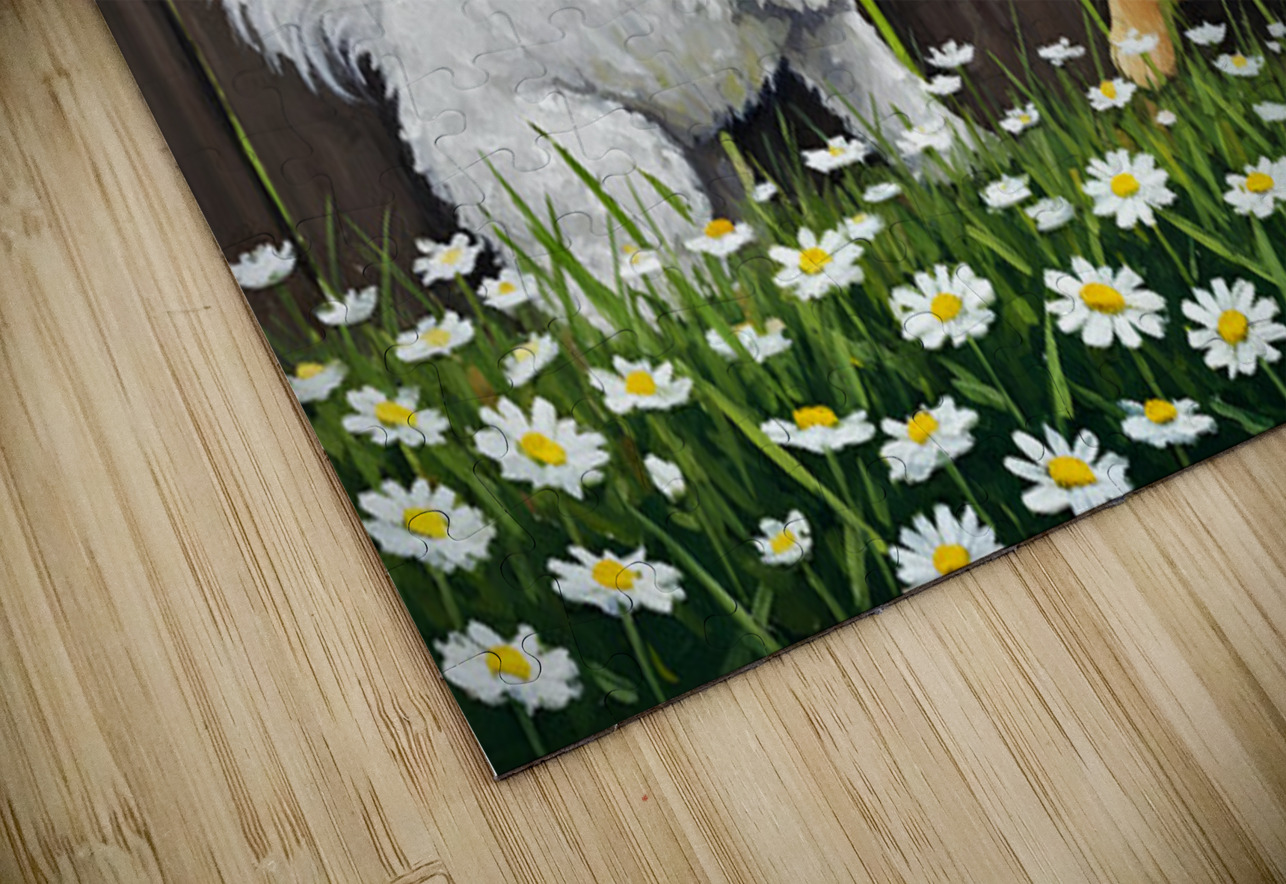 Happy Bichon Frise Puppy Plays With Fence Friend Puppy Prints Puzzle