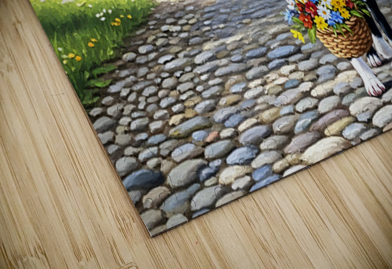 Boston Terrier Puppy With Flower Basket In Garden Puppy Prints Puzzle