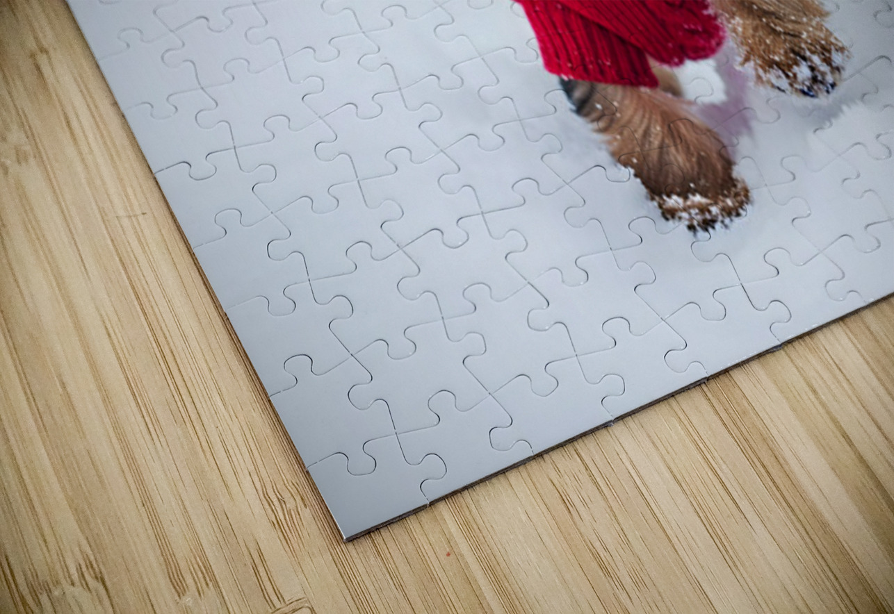 Yorkshire Terrier Puppy Watches Winter Snow Fall Puppy Prints Puzzle