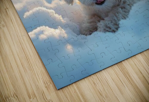 Content White Bichon Frise Puppy Resting After Snow Play Session Puppy Prints puzzle