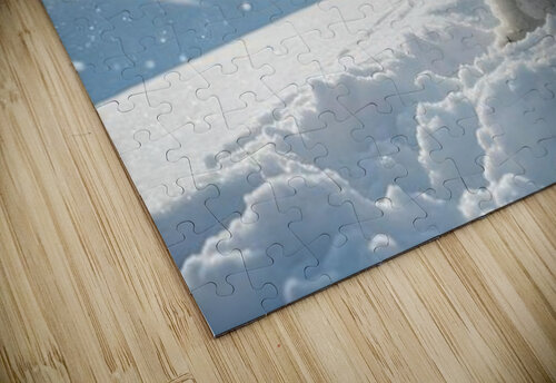 Curious White Bichon Frise Puppy Takes First Steps Into Deep Snow Puppy Prints puzzle