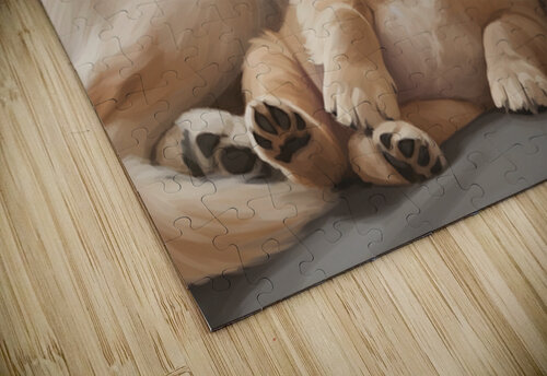 Sleepy Golden Retriever Puppy Drifts Off After Nursing Puppy Prints puzzle