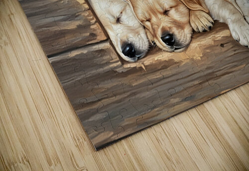 Golden Retriever Puppy Sleeping With Puppy Friends Puppy Prints puzzle