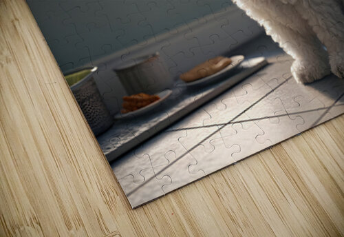 Hopeful Bichon Frise Puppy Waiting For Treats Puppy Prints puzzle