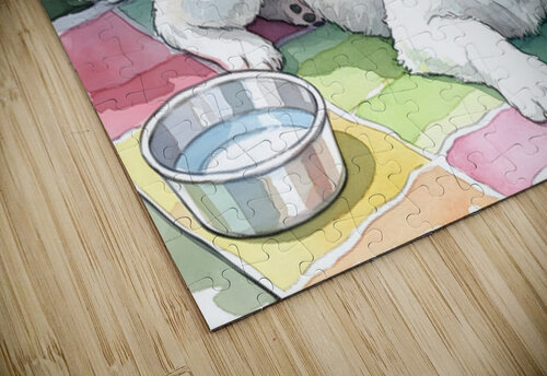 Tired Shih Tzu Puppy Rests After Beach Day With Sunglasses Puppy Prints puzzle