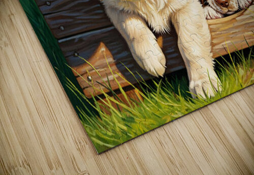 Golden Retriever Puppy Enters Crowded Doghouse Puppy Prints puzzle