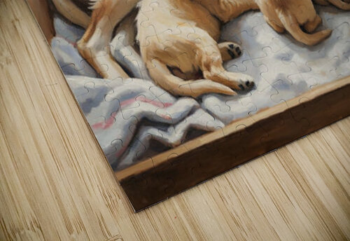 Golden Retriever Puppy Finds Comfort With Mother Puppy Prints puzzle