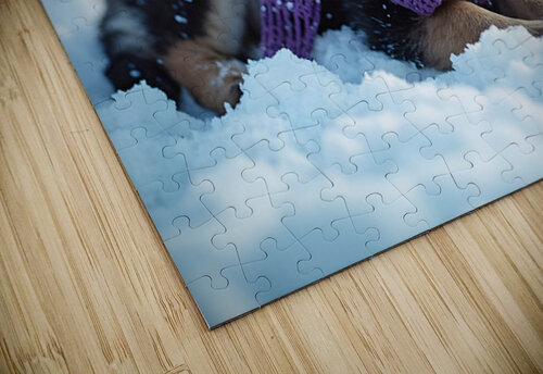 German Shepherd Puppy Rests After Winter Adventure Puppy Prints puzzle