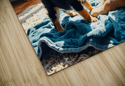 German Shepherd Puppy Meets Big Golden Friend Puppy Prints puzzle