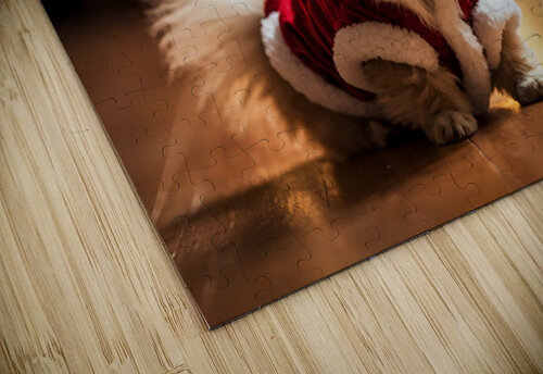 Pomeranian Puppy In Festive Christmas Outfit Puppy Prints puzzle