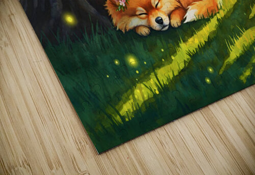 Pomeranian Puppy Sleeps Under Oak Tree At Sunset Puppy Prints puzzle