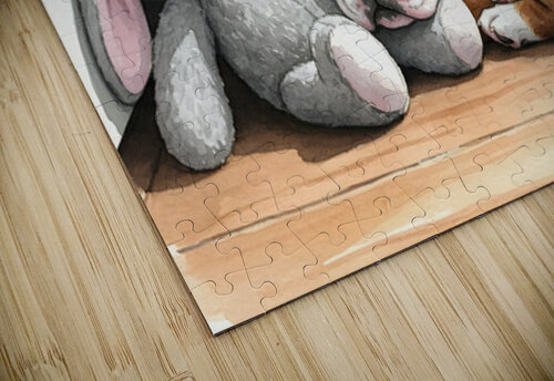 Bulldog Puppy Naps With His Beloved Rabbit Friend Puppy Prints puzzle