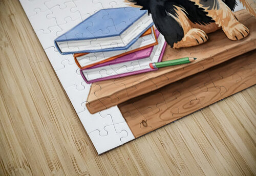 Yorkshire Terrier Puppys First Day Of School Puppy Prints puzzle