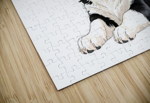 Happy Border Collie Puppy Enjoys Well Deserved Reward Puppy Prints puzzle