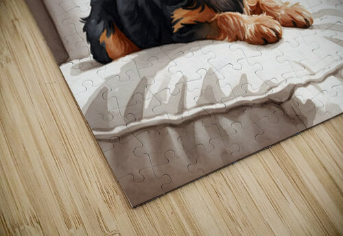 Contented Puppy Relaxes By Rainy Window Puppy Prints puzzle