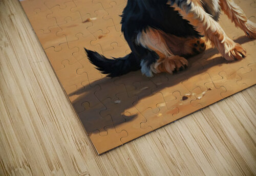 Tired Yorkshire Terrier Puppy Rests On Beach Puppy Prints puzzle
