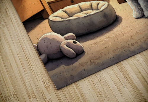 Bichon Frise Puppy Discovers Bedtime Puppy Prints puzzle