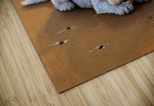 Content Bichon Frise Puppy Rests On Beach Puppy Prints puzzle