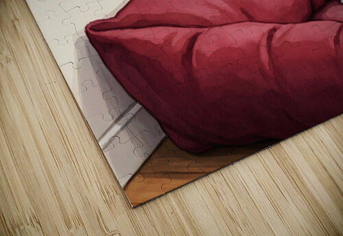 Sleepy Chihuahua Puppy Naps In Corner Of Giant Bed Puppy Prints puzzle