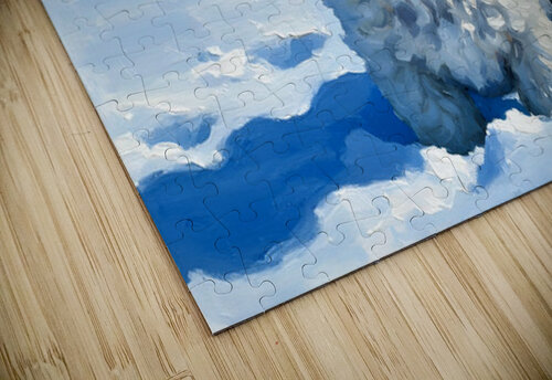 Happy Bichon Frise Puppy Rests After Snow Play Puppy Prints puzzle