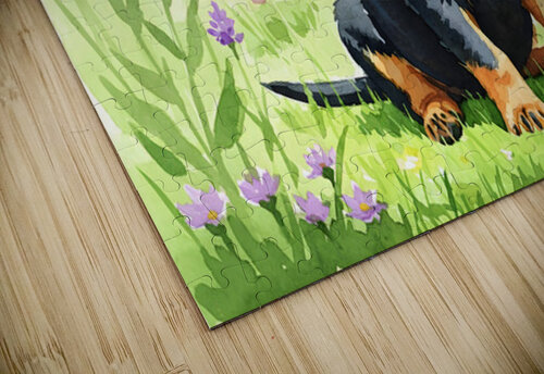 Hopeful Rottweiler Puppy Waits In Garden Puppy Prints puzzle
