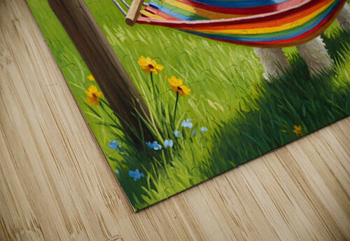 Poodle Puppy Discovers Tiny Hammock Puppy Prints puzzle