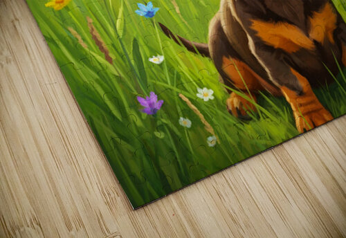 Dachshund Puppy Discovers A Giant Red Hat Puppy Prints puzzle