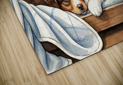 Australian Shepherd Puppy Seeks Comfort During Storm Puppy Prints puzzle