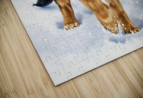 German Shepherd Puppy Discovers Fresh Snow Puppy Prints puzzle