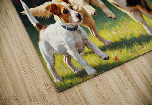 Pembroke Corgi Puppy Ready To Jump For Flying Frisbee Puppy Prints puzzle
