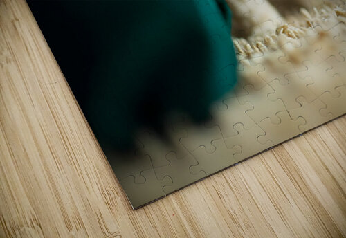 Happy Poodle Puppy Sitting By Blue Curtains Puppy Prints puzzle