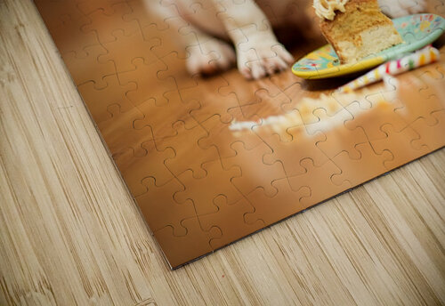 Satisfied French Bulldog Puppy Rests After Birthday Celebration Puppy Prints puzzle