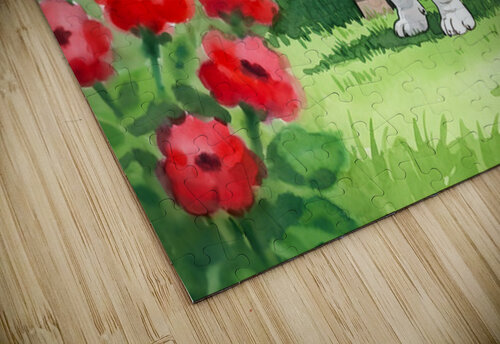 Happy Bulldog Puppy Explores The Garden Confidently Puppy Prints puzzle