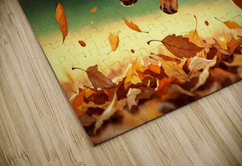 Dachshund Puppy Discovers Autumn Leaf Pile Puppy Prints puzzle