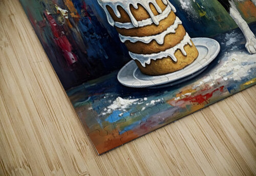 Tired Border Collie Puppy Chef Rests After Cooking Fun Puppy Prints puzzle