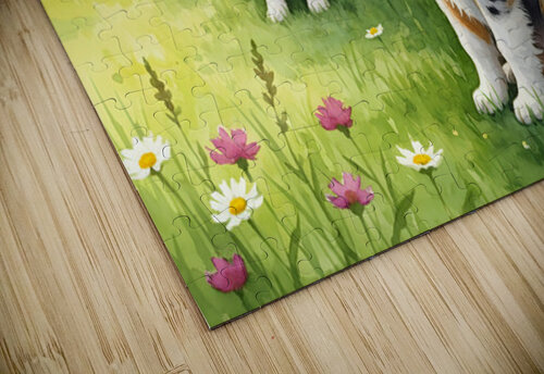 Content Australian Shepherd Puppy Enjoys Peaceful Moment Puppy Prints puzzle