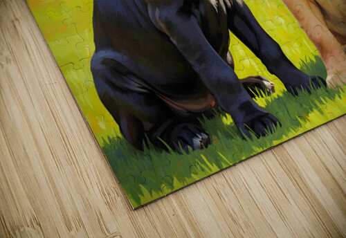 Cane Corso Puppy Meets New Friend In Garden Puppy Prints puzzle