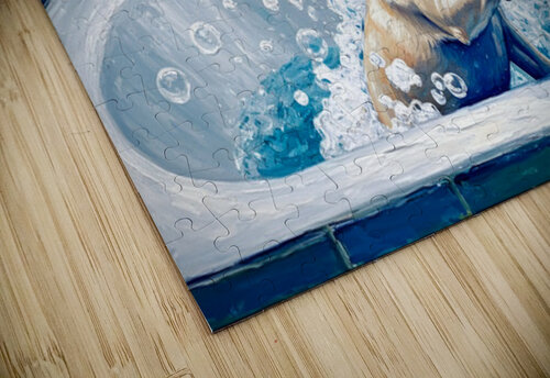 Clean French Bulldog Puppy After Bubble Bath Victory Puppy Prints puzzle