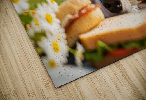 Australian Shepherd Puppy Discovers Picnic Spread Puppy Prints puzzle