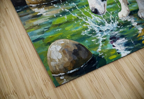 Sleepy Border Collie Puppy Rests Under The Oak Tree Puppy Prints puzzle